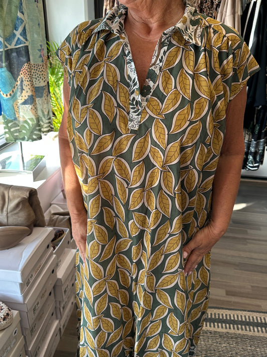 Plussize puuvillamekko vihreä