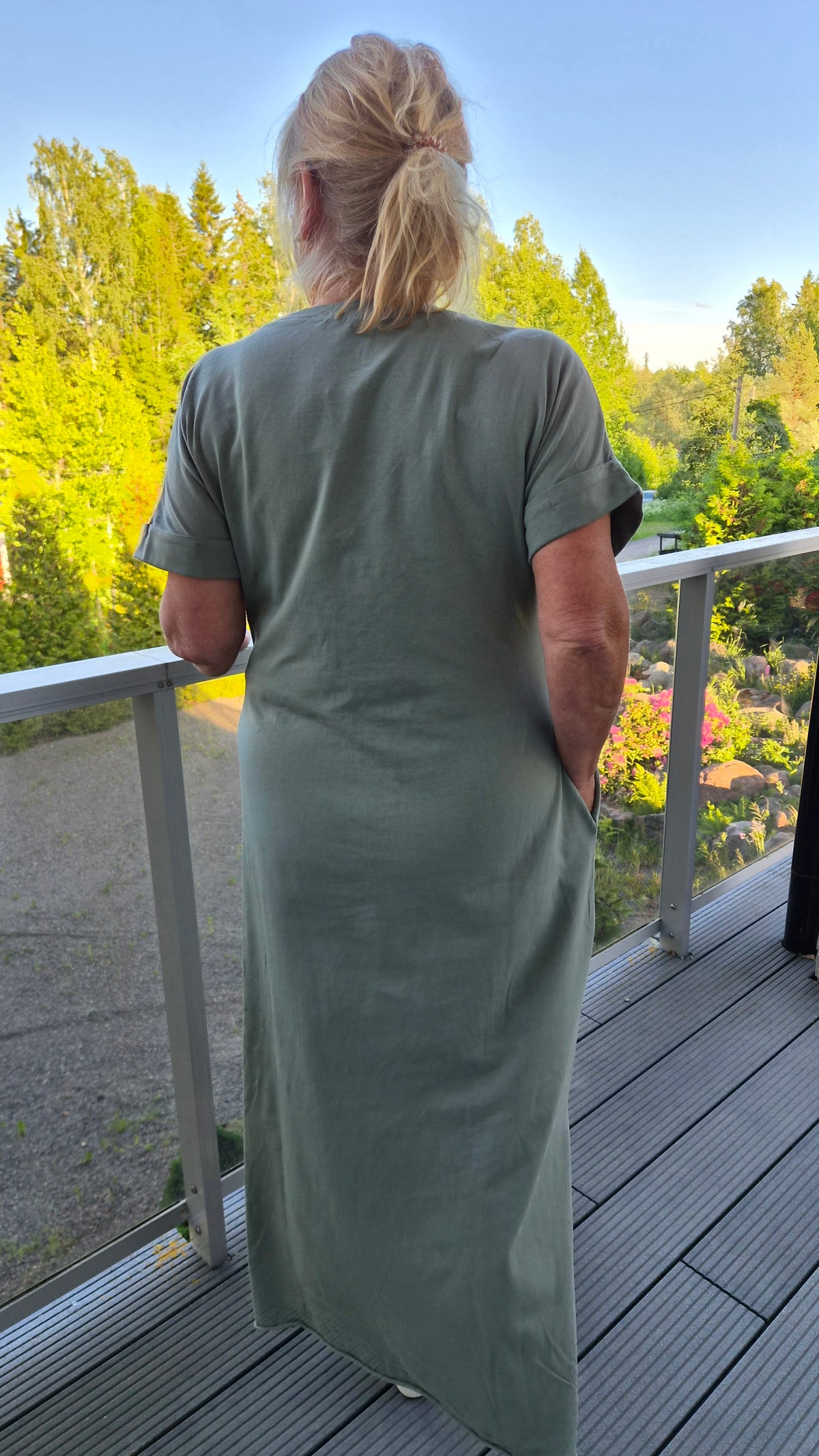 Puuvillatrikoomekko military/vihreä