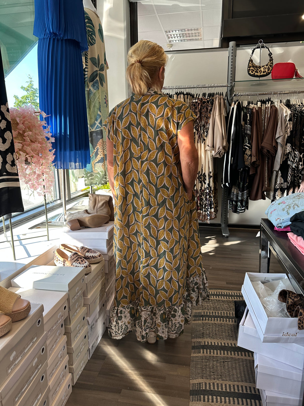 Plussize puuvillamekko vihreä