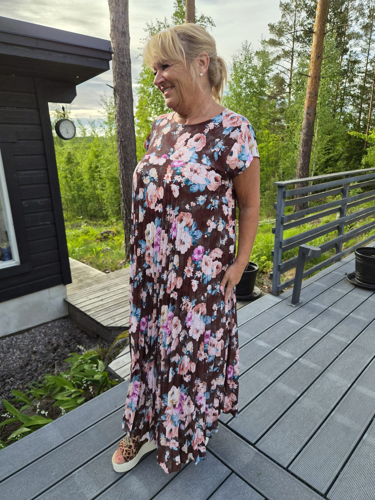 Kuviollinen pliseerattu mekko (5 väriä)