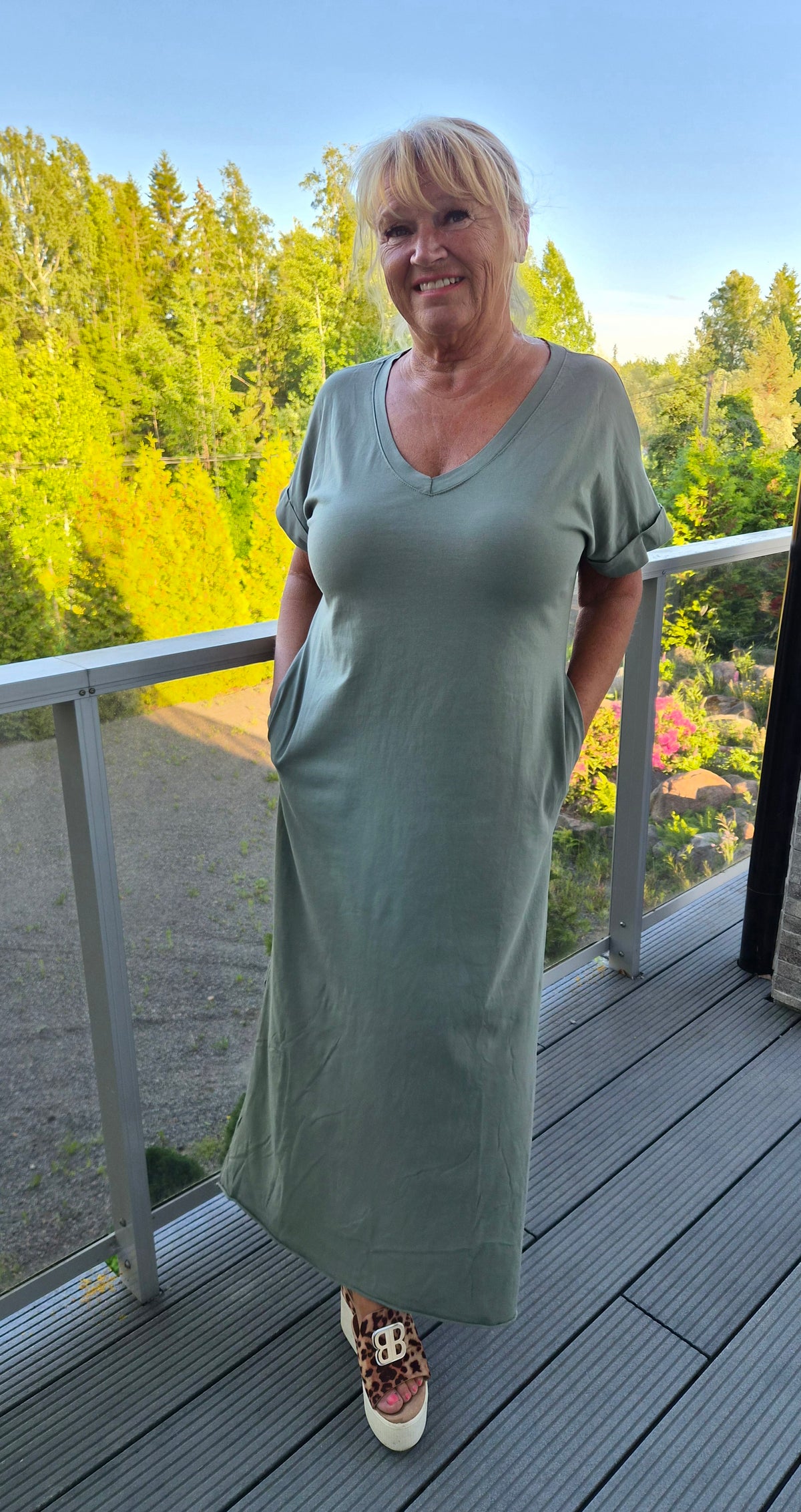 Puuvillatrikoomekko  military/vihreä